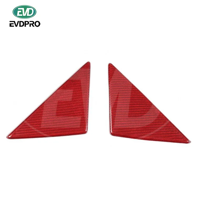 For Ferrari 458 Italia and Spider and Speciale 2011-2016 Red Carbon Fiber Window Corner Triangles Trims Cover (twill Wave)