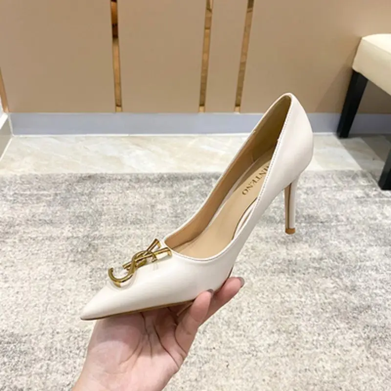 Autumn 2022 New Fashion Metal Buckle Pointy High Heels Women\'s Stiletto Shoes with Shallow Mouth Banquet Shoes womens shoes