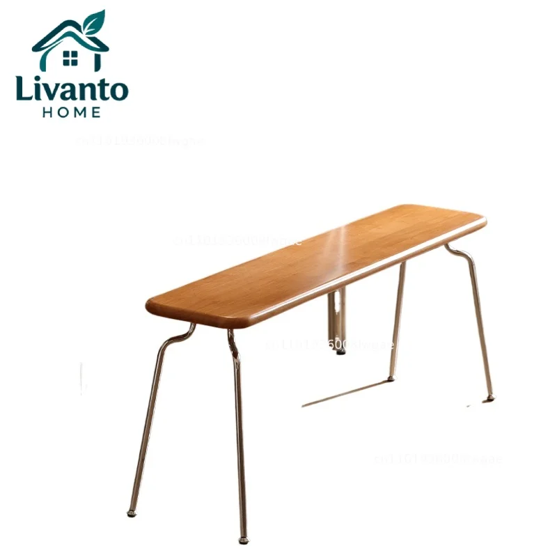 

Mid-Century Entryway Bench Narrow Solid Wood Shoe Stool Vintage Long Dining Bench for Bedroom or Hallway Use