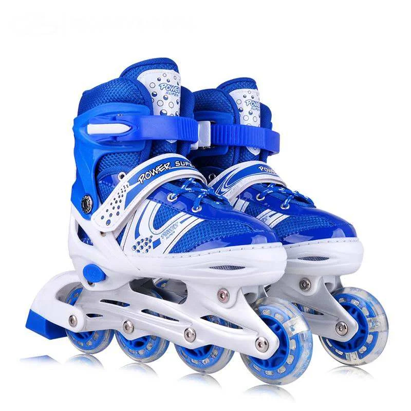 Fabrikpreis Günstige Kinder Kinder Quad Inline Rollschuhe 4-Räder verstellbare Inline-Skates LED-Licht Jungen Mädchen Rollschuhe