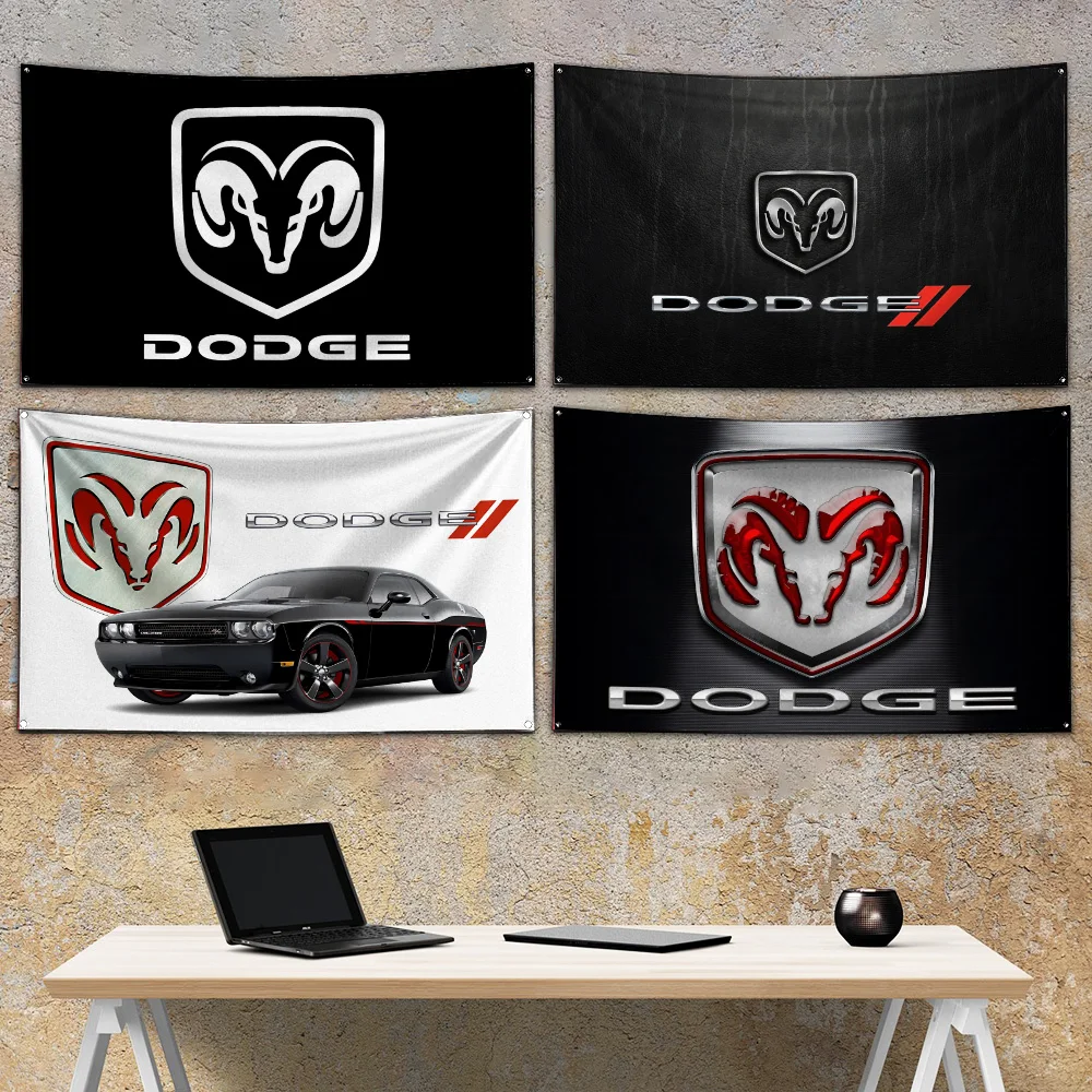 3x5 Ft Car Racing Dodges Flag Polyester Digital Printing Banner for Garage Wall Art Out Door Decoration With Brass Grommets