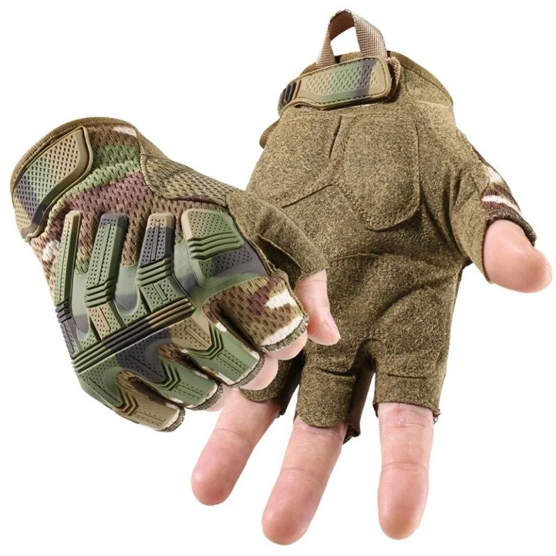 New Men Hiking Fingerless Gloves Non-slip Breathable Half Finger Mitterns Camping Driving Working Shoot Hunting Tactical Gloves