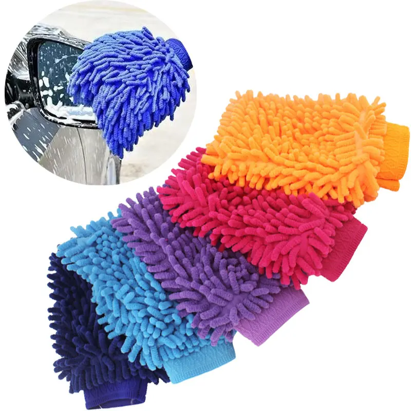 

Double-sided Microfiber Washable Car Washing Gloves Car Care Cleaning Gloves Cleaning Towel Mitt Car Accessories Random Color