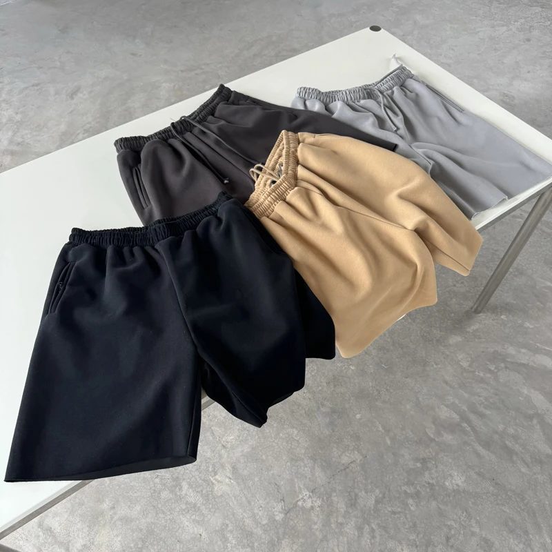 American Street Kanye Seanson6 Shorts Zipper Pocket Blank Elastic Waist Five Quarter Pants Oversize Sports Outfit Men Women