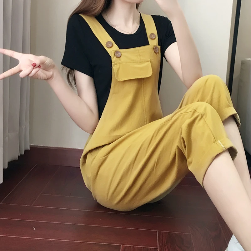 Jumpsuits Women Spring Ankle-length Suspenders All-match Solid Loose 4XL Womens Leisure Korean Style Stylish Chic Monos Mujer