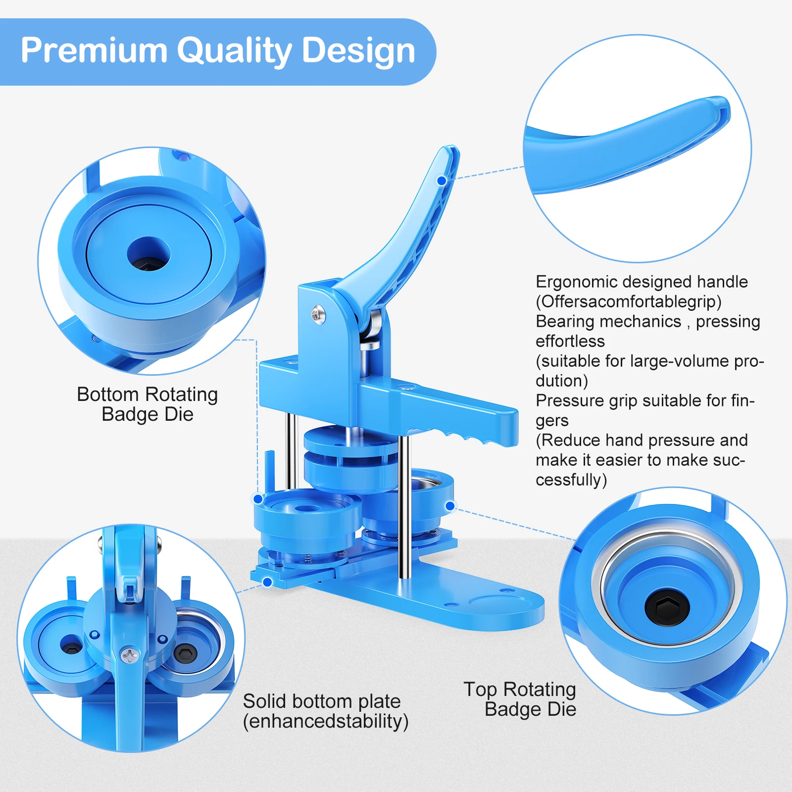 DIY Pin Badges Set Button Press Machine,25+32+58MM Badge Button Maker Machine Kit with 300Pcs Button Parts+Circle Cutter+3 Molds