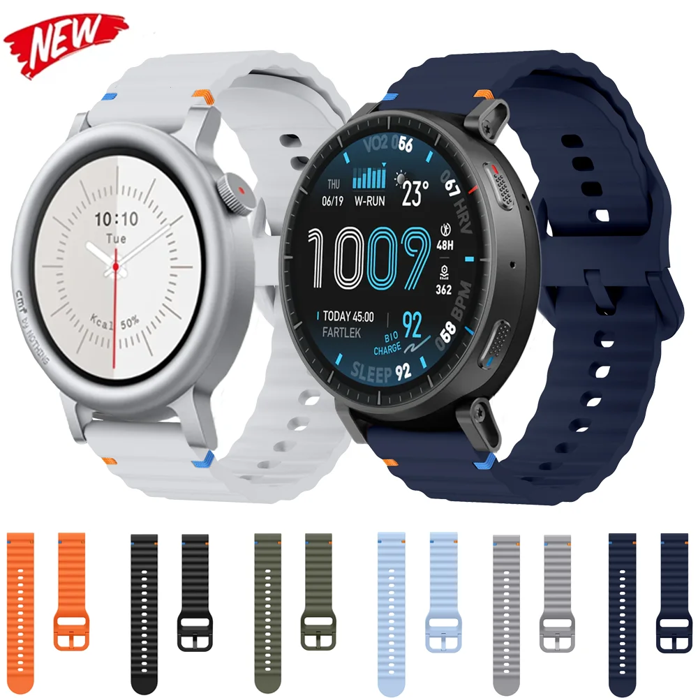18mm 20mm 22mm Silikonarmband für Nothing CMF Watch 3 Pro 2 1 Sport Wave Armband Amazfit Active Max Balance 2 Bip 6 5 GTR Band