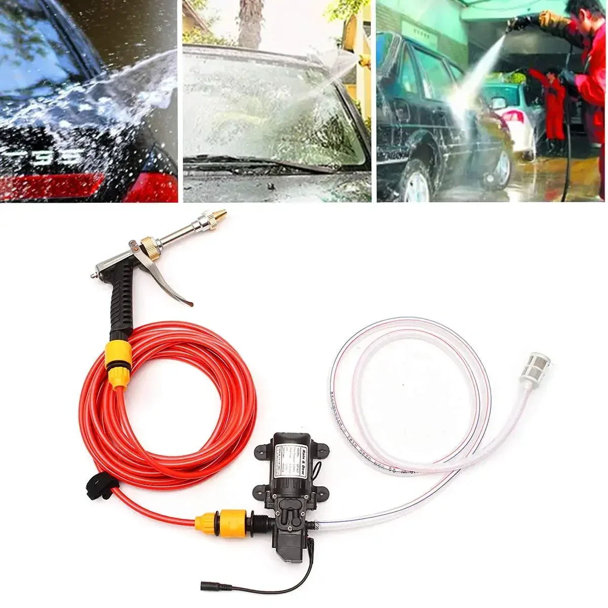 12V Car Electric Washer Wash Pump Set High Pressure Car Washer Pump Portable Auto washing machine Kit Car Washer Sprayer Pump