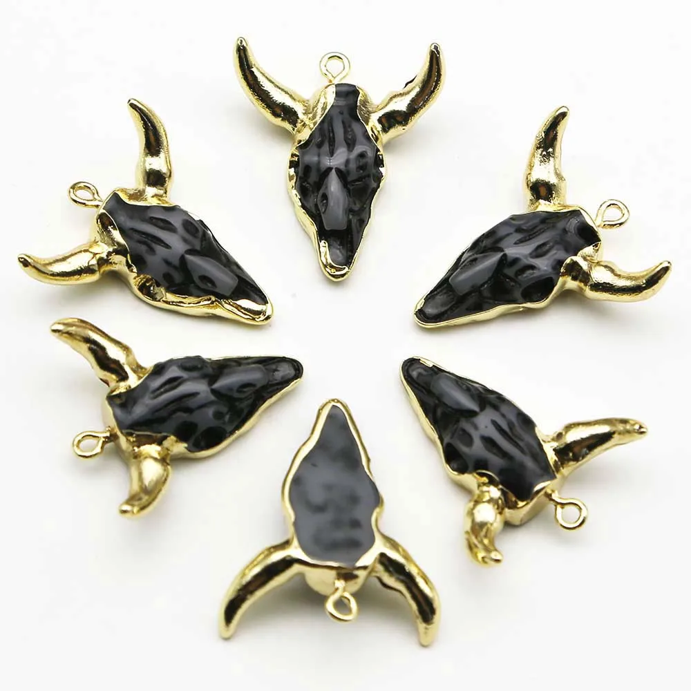 

Free Shipping Natural Resin Bull Head Pendant Necklace Men's And Women's Fashion Reiki Jewelry Accessories Gift Wholesale 6Pcs