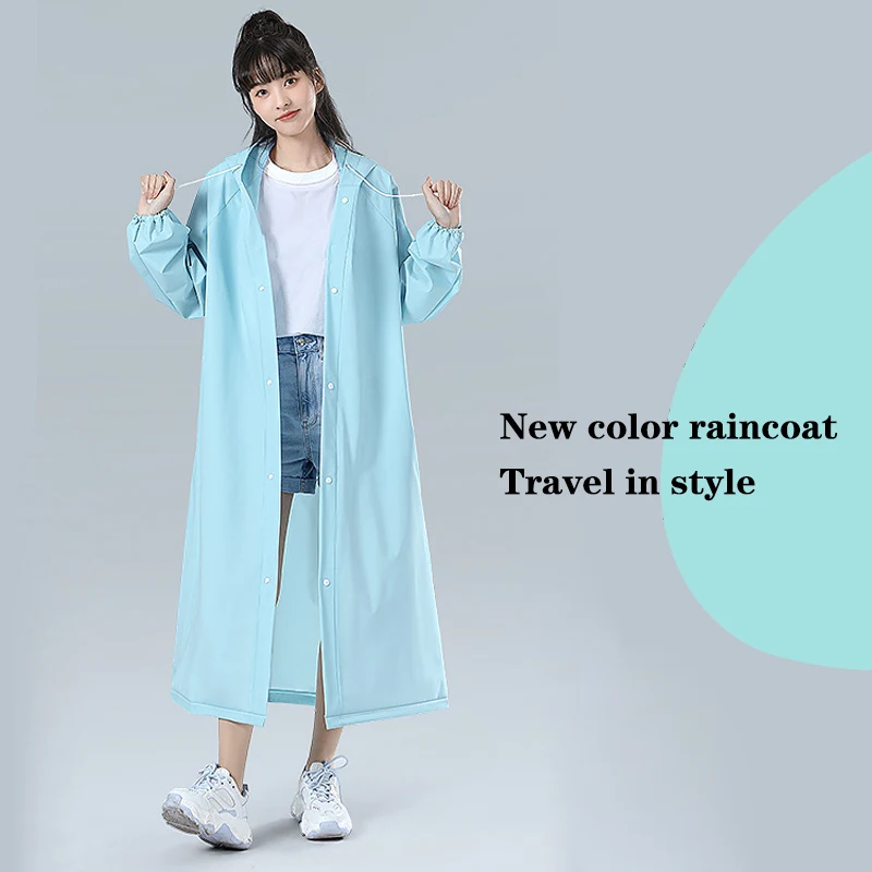 Adult Hooded Poncho One-piece Long Raincoat Reusable Men's And Women's Waterproof Raincoat Outdoor Travel Transparent Raincoat