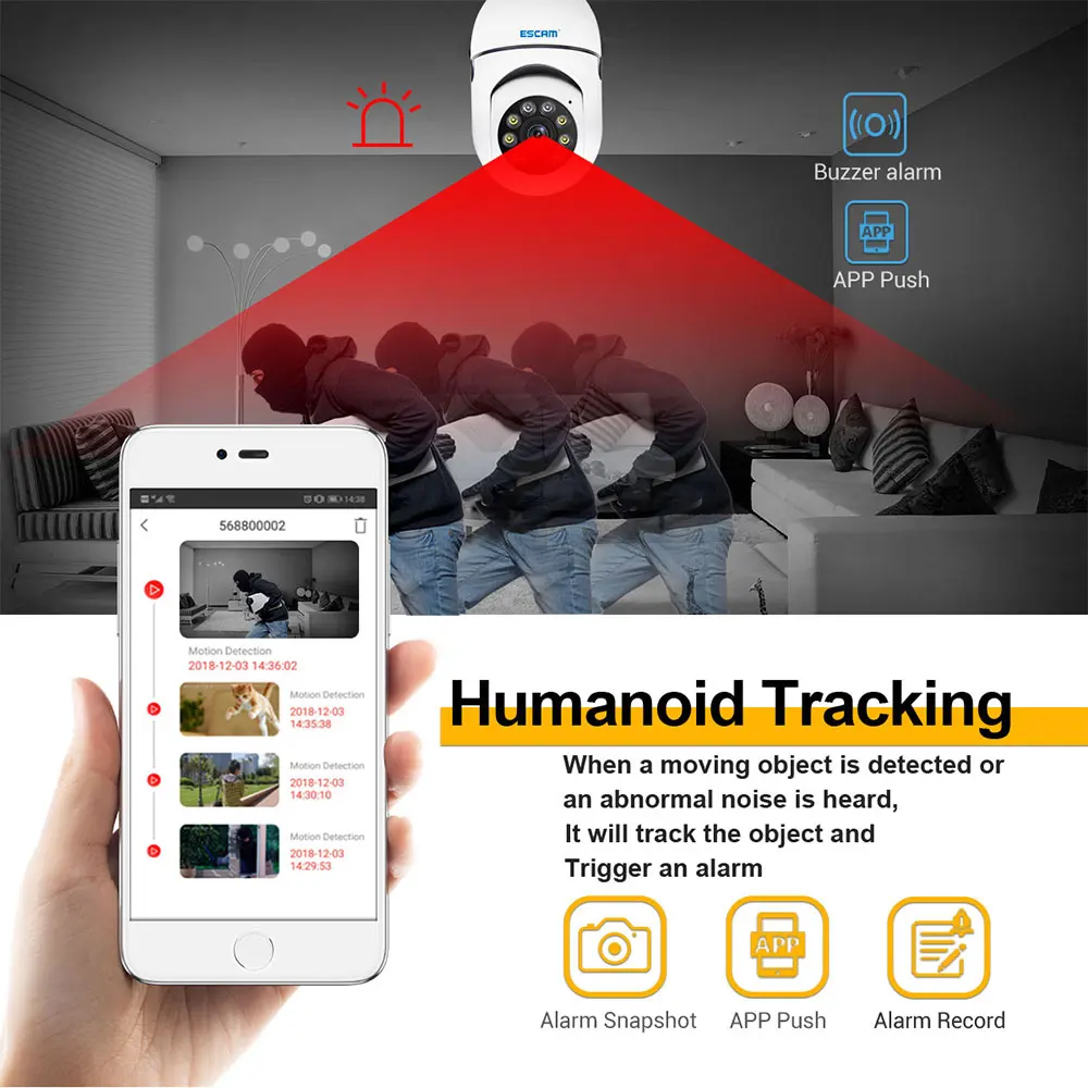 

ESCAM PT208 2MP 1080P Full Color E27 Lamp Head Socket PTZ IP Camera AI Humanoid Motion Detection Onvif Intercom Baby Monitor