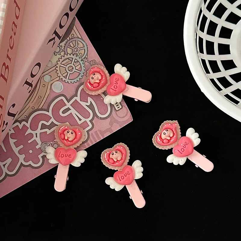 1PC Cartoon Love Little Gir Fairy Stick Hair Clip Resin Charms Crafts Embellishments Duckbill Clip DIY Decoration Accessories