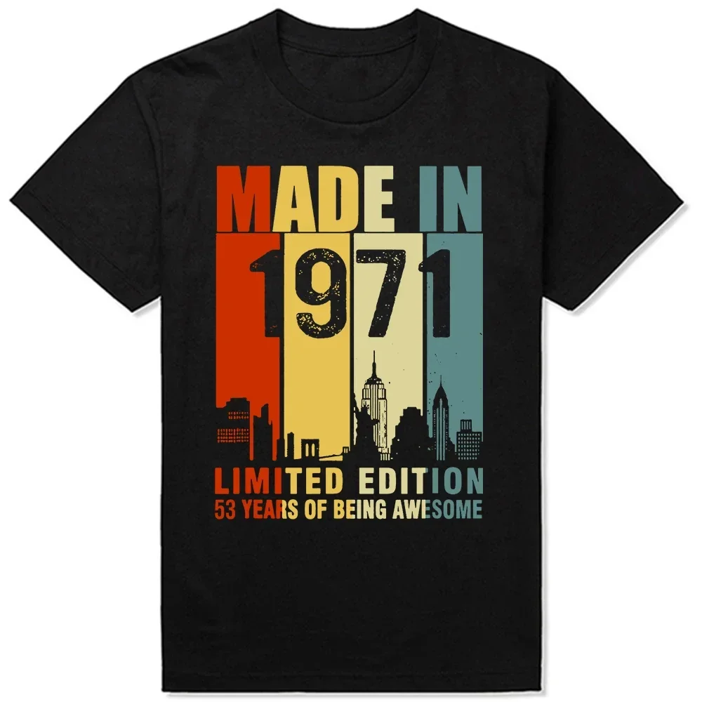 Graphic Streetwear Short Sleeve Birthday Gifts T-shirt Men Made in 1971 Limited Edition 53 Years Of Being Awesome