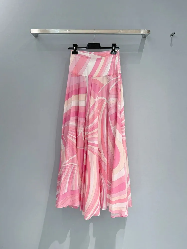 Summer Fashion Beach Casual Resort Geometric Printing Long Skirt Women's Party Elegant A-Line Half Skirt