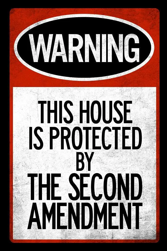 Y1,Eeypy This House Protected by Second Amendment Warning Sign Metal Logo
