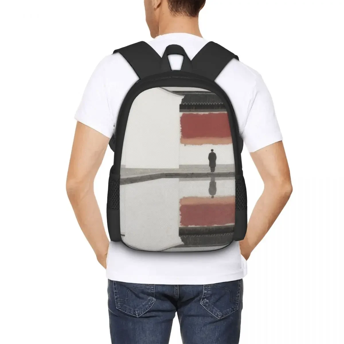 Behavior of Chinese painting style boys and girls, children's backpacks, laptops, shoulder bags