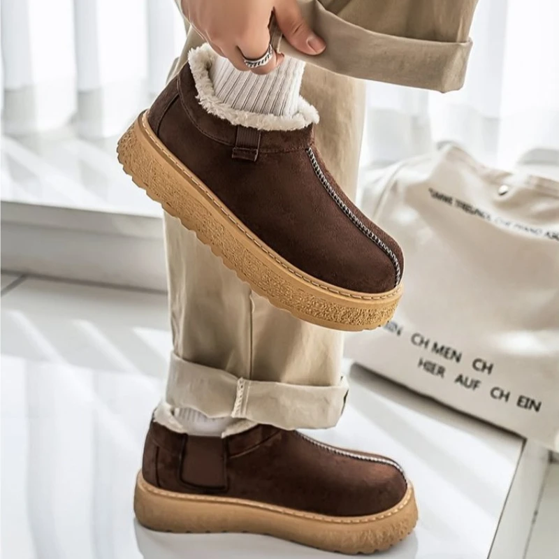 Men's Winter Snow Boots -40°C Warm Fur Lined Outdoor Leather Cotton Shoes Thermal Waterproof Anti-Slip Footwear