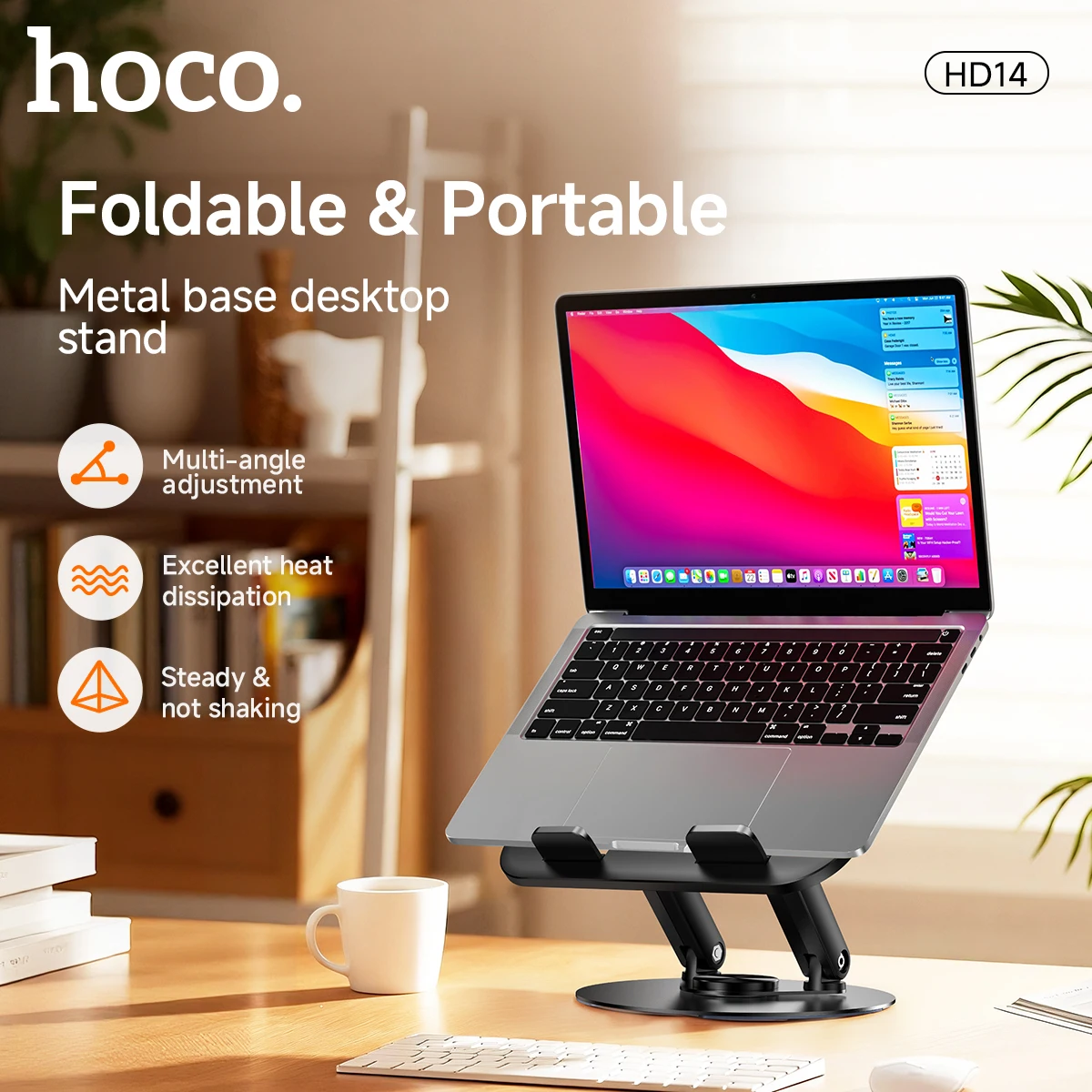 

HOCO Metal Base Foldable 360° Rotatable Notebook Holder For iPad Air Antislide Business Home Laptop Bracket For Macbook Pro HD14