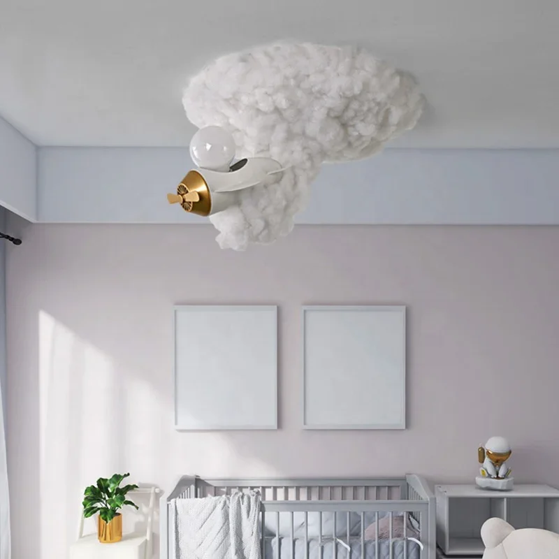 Lámparas colgantes de techo para habitación de niños, candelabros de nube de algodón, iluminación LED, tonos creativos