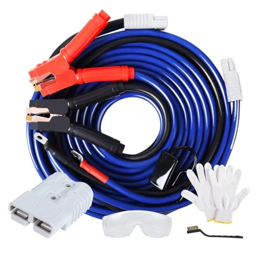 Heavy Duty Jumper Cables for Diesel Trucks, Pickup SUV 0 Gauge, 30FT, 1000A, Red/Black, Quick Connect Plug, Tangle-Free, Carry
