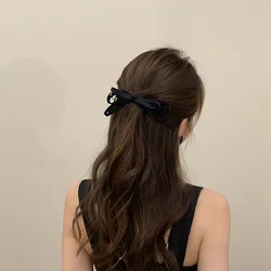 Korean version of the ribbon hair ring bow duckbill clip French retro high-quality back head ball hair clip hair accessories