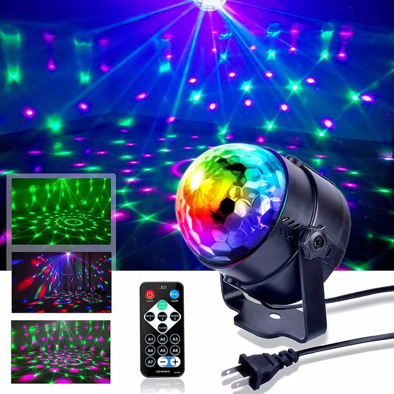 LED Crystal Color Magic Ball Lights Rotating RGB LED Stage Light Bulb Lamp for Ktv Bar Disco Party DJ Christmas Effect Decro