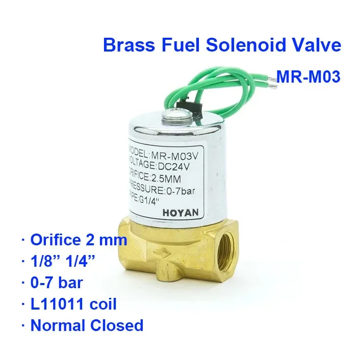 Électrovanne pneumatique de carburant, 2 voies, fermeture normale, MR-M03 0-7bar, Orifice 2mm BSP, Port G1/8 AC220V