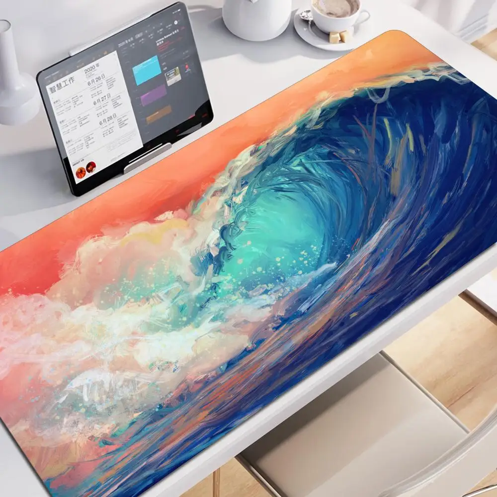 

Large Mousepad Japan Great Wave Mousepads Keyboard Mat Deskpad Pc Game Desk Mats Company Mouse Pad Minimalist White Mouse Mats