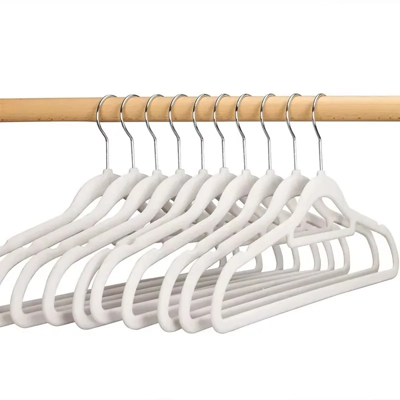Velvet Clothes Hanger Plastic Flocking Non-slip Pants  Hanger Without Trace Space-saving Wardrobe Organizer for Dresses Sweaters