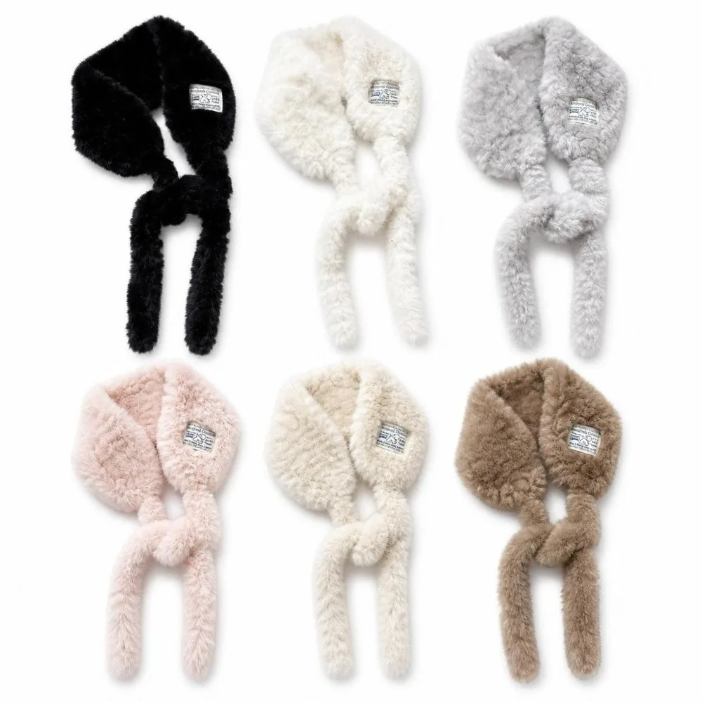 Versatile Thickened Warm Faux Fur Scarf Pure Color Soft Women's Winter Scarf Furry Lace-up Neck Warmer Scarf Winter