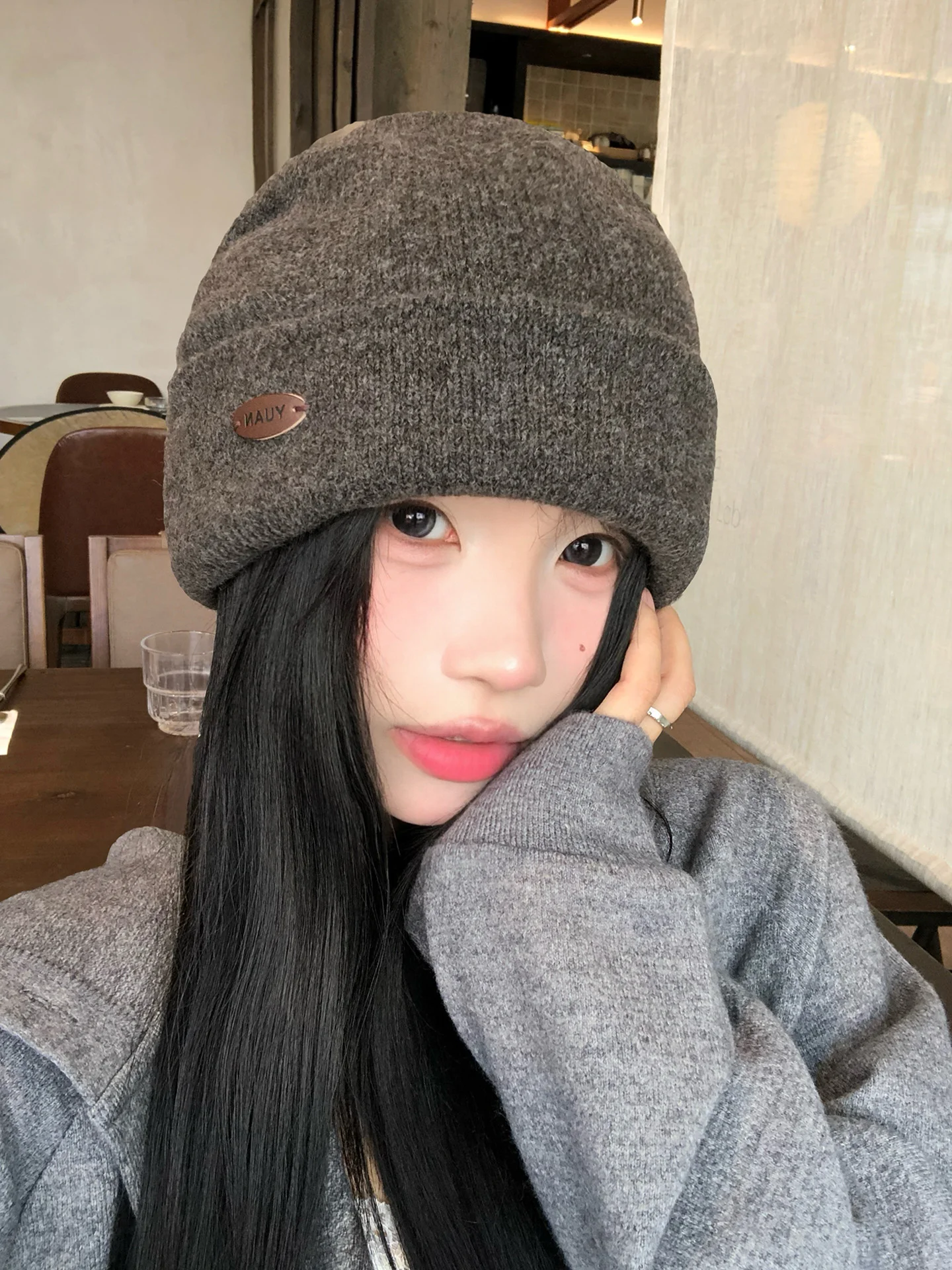 Warm Knitted Woolen Hat for Women Street Style Ear Protection Small Label Autumn Winter Fashionable Cool Street Style Cap