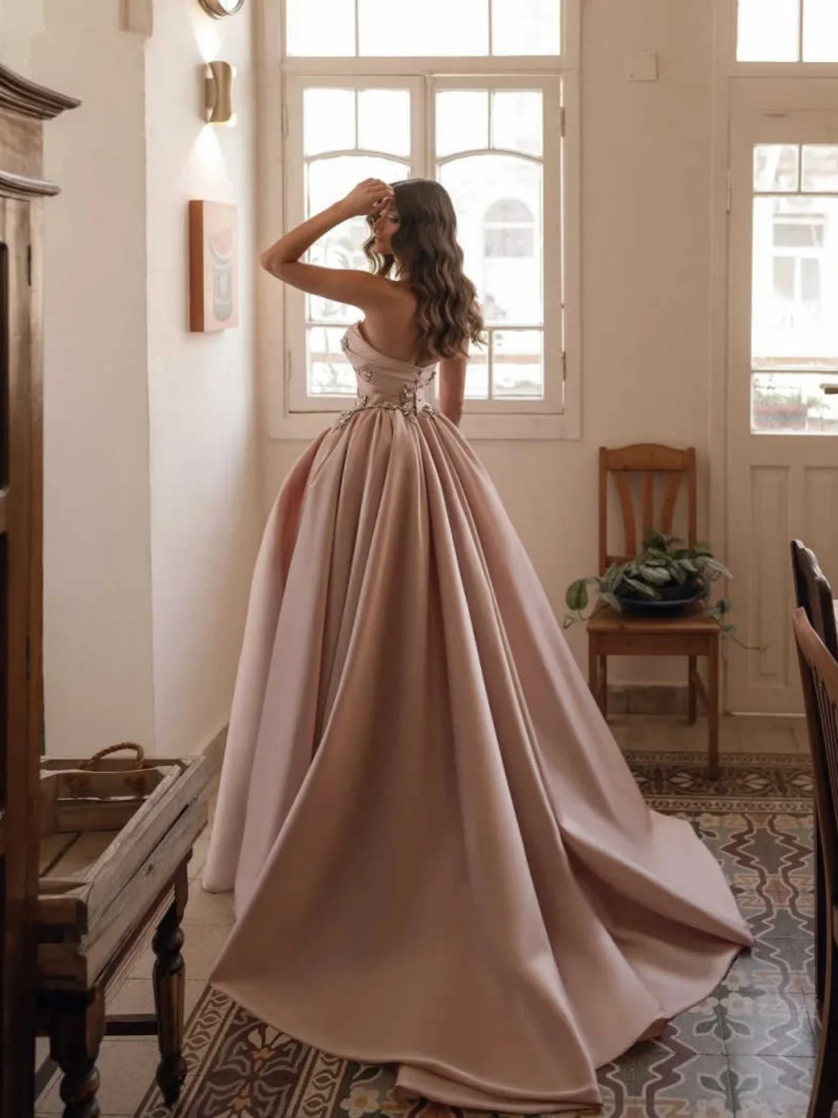 Robe de soirée en Satin pour femmes, élégante, sans manches, en cœur, avec cristaux, robes de soirée formelles personnalisées