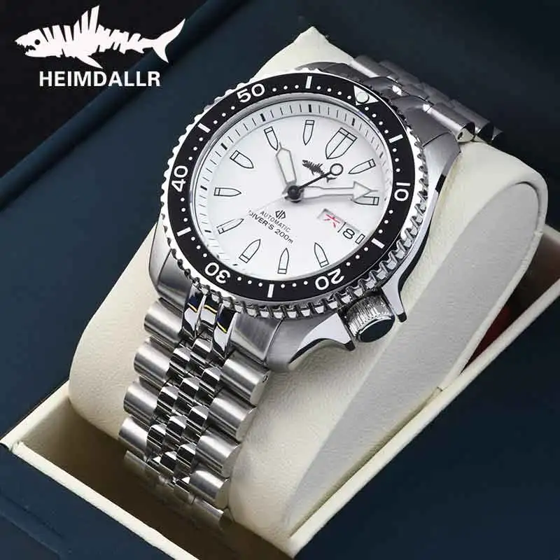 HEIMDALLR Top Herren-Taucheruhren BGW-9 Leuchtendes weißes Zifferblatt Keramiklünette NH36 Automatische mechanische 20Bar wasserdichte Herrenuhr
