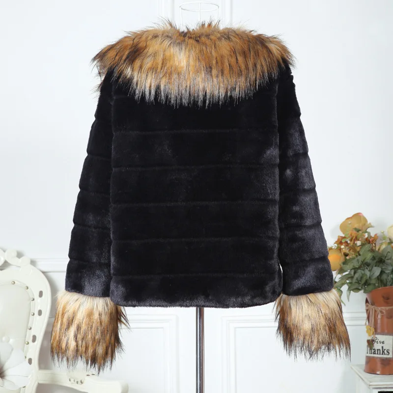 Korean Version of Autumn and Winter Fur Korean Version of Slim Short Raccoon Fur Collar Rabbit Fur Coat Fur