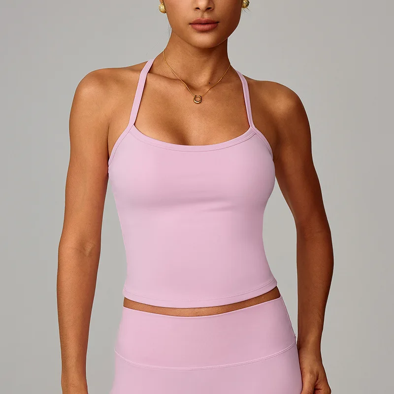 Women's Brushed Back Yoga Tank, Quick Dry Workout Vest with Back Support, Breathable Running Top for Gym & Outdoor image 4
