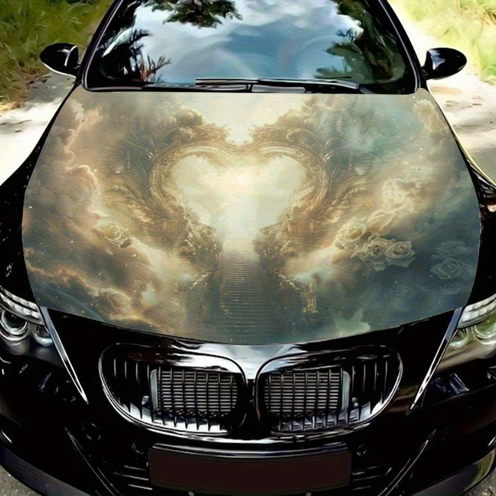 

Наклейка на капот автомобиля Road To Heaven — прочная виниловая пленка с ярким пламенем и дымчатым дизайном, подходит для большинства автомобилей, Engine Hoo