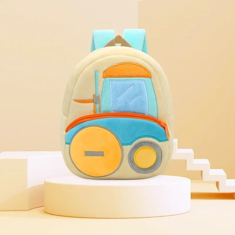 Cute Baby Toy Backpack Kids Cartoon Plush Engineering Excavator School Bags Kindergarten Primary School Bookbag Student Backpack