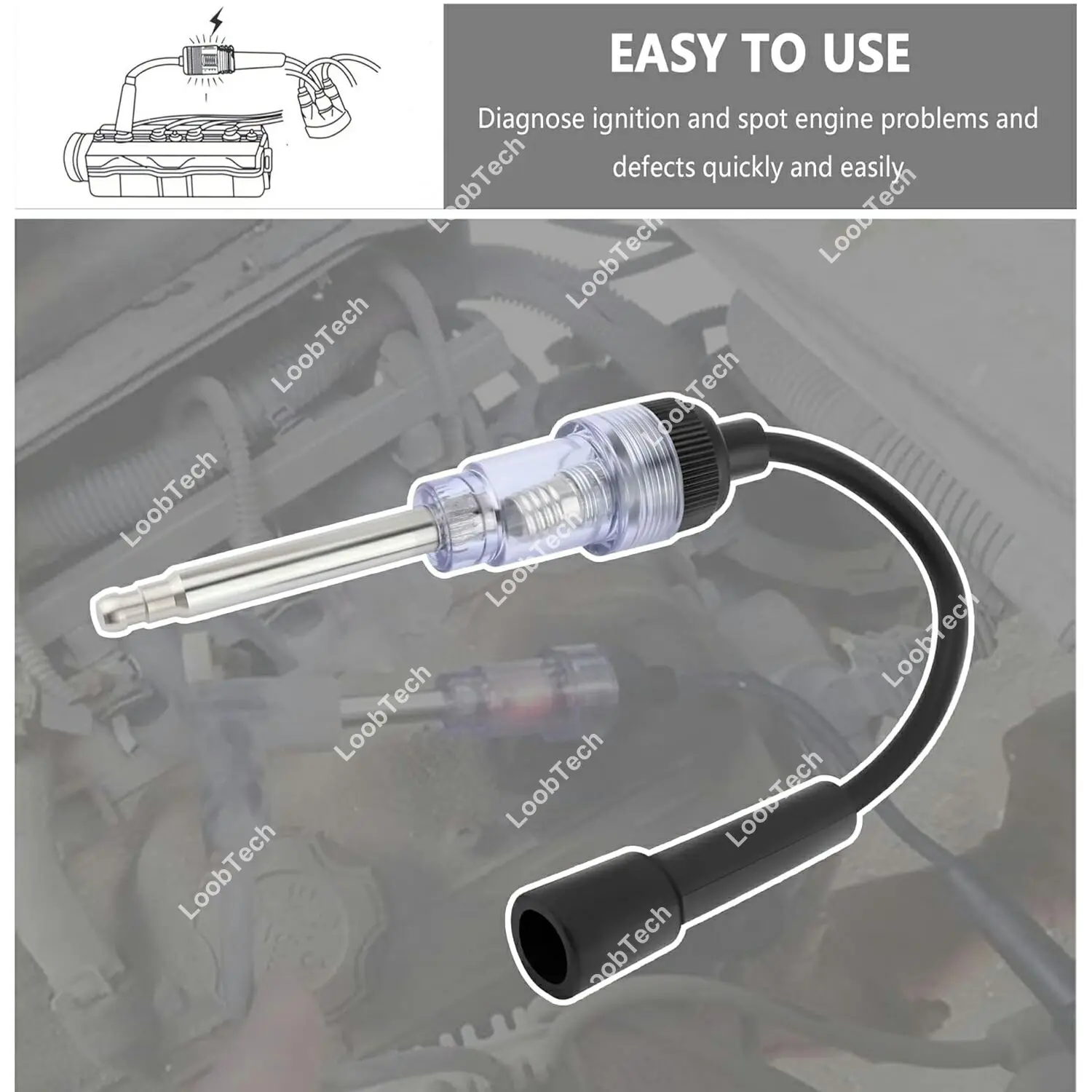 Probador de bujías con luces indicadoras Probador de chispas Motor pequeño para comprobar el sistema de encendido