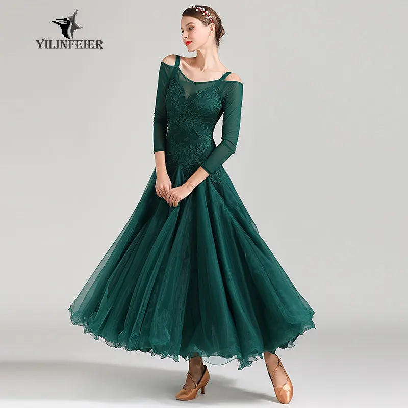 

2026 Woman New Modern Dance Dress Performance Costumes Ballroom Dance Competition Diamond Performance Dress 1875