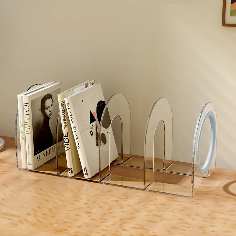 Desktop Bookshelf Transparent Acrylic Bookshelf Baffle Book Display Shelf