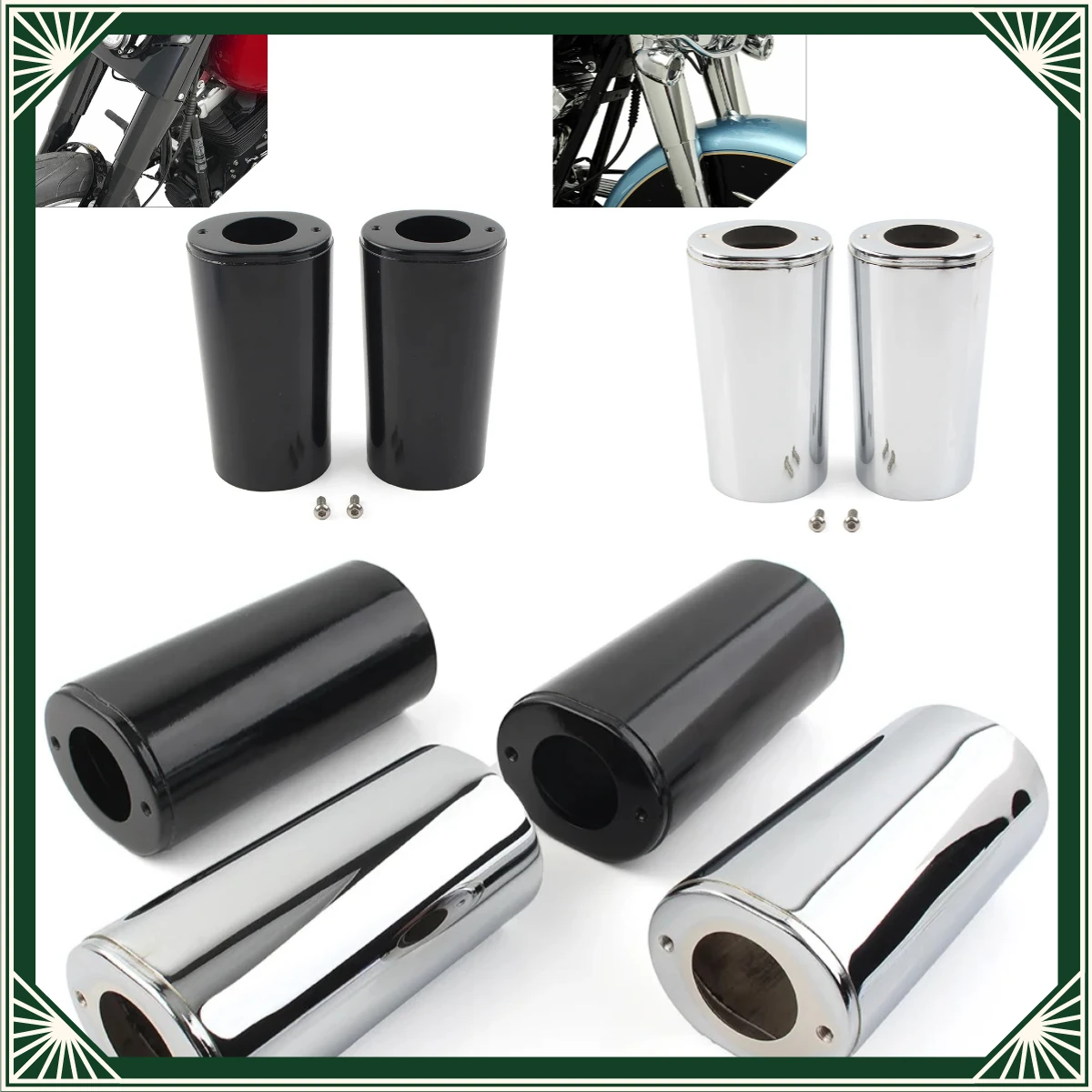 1 Pair 45964-86 Motorbike Front Fork Slider Covers Protector For Harley Davidson Touring FL Models 1984 - 2013 Steel Accessories