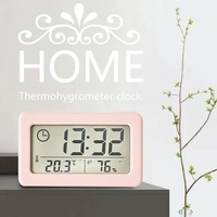 Alarm Clock Bedside Table Decorations Mini Temperature and Humidity Portable Thermometer Hygrometer 12/24 Hours Digital Wall Led