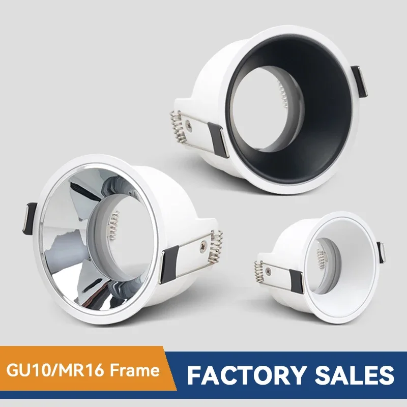 

Recessed GU10/MR16 LED Downlight Mounted Frame Round Anti-Glare Lamp Holder Cut Hole 55/75mm Ceiling Spot Lights Fitting Fixture