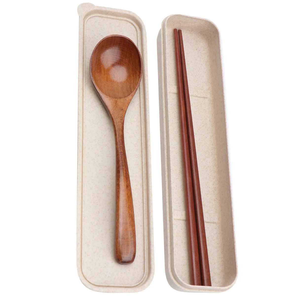 

3Pcs Wooden Spoon Chopsticks Set Portable Cutlery Set Practical Dinnerware Kit with Box for Party Travel Picnic (Coffee)