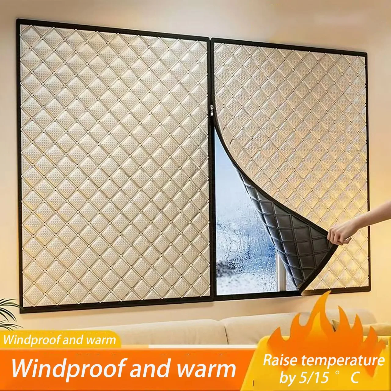 Zipper, Warm Winter Curtains, Heat-Insulating and Windproof Sealed Windows, Sound Insulation, Light Shielding, Screen Windows
