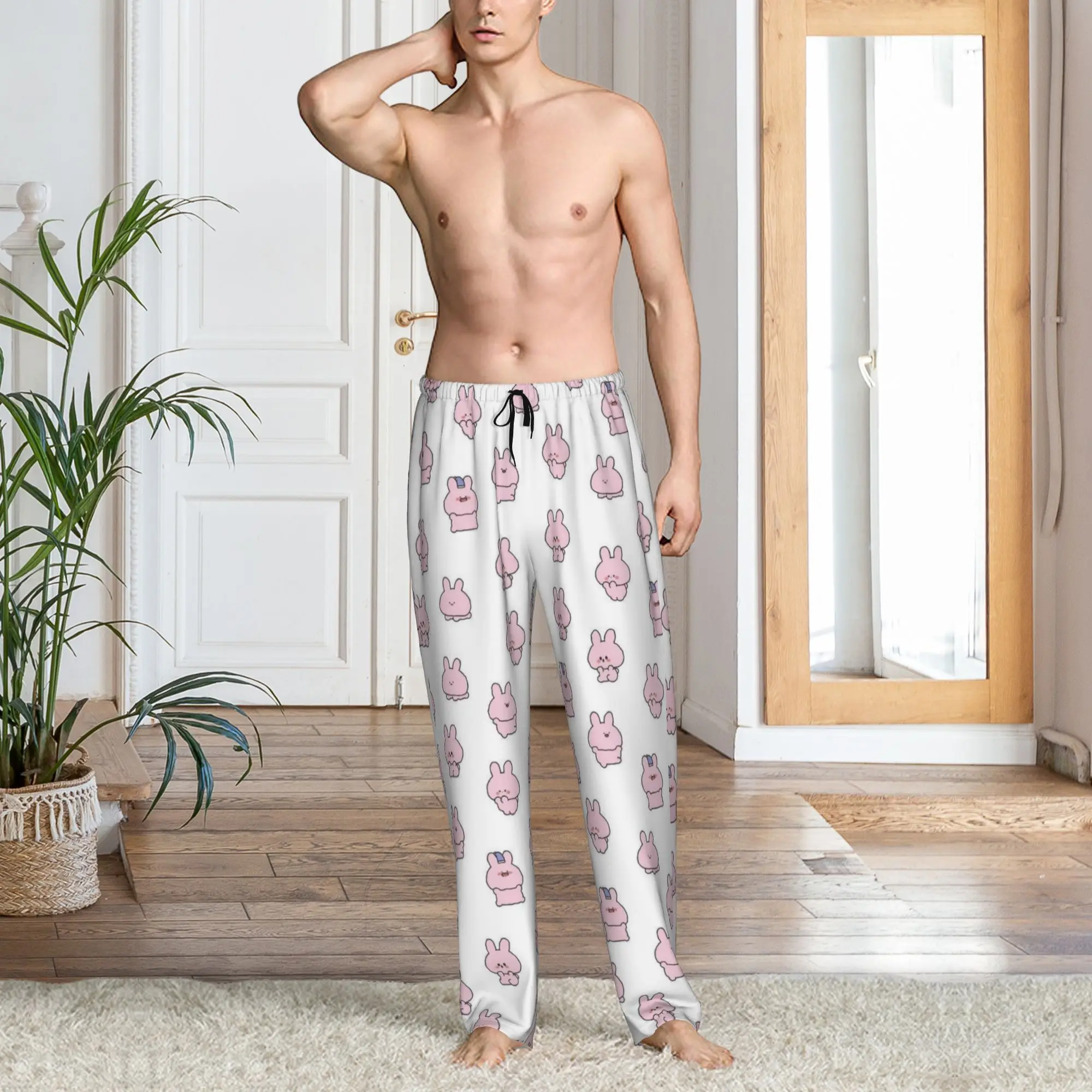 Custom Cartoon A-Asamimichans   Pajama Pants Sleepwear for Men Elastic Waistband  Sleep Lounge Bottoms with Pockets view 6