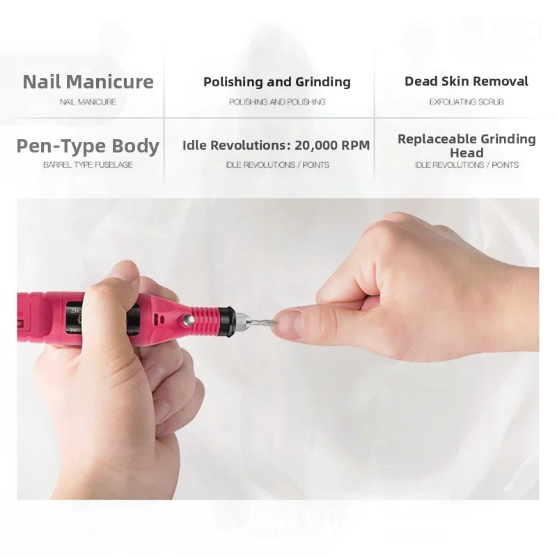 Mini stylo de polissage d'ongles électrique pour l'élimination des peaux mortes-rectifieuse Rose rouge et Rose avec plusieurs Options de couleur pour