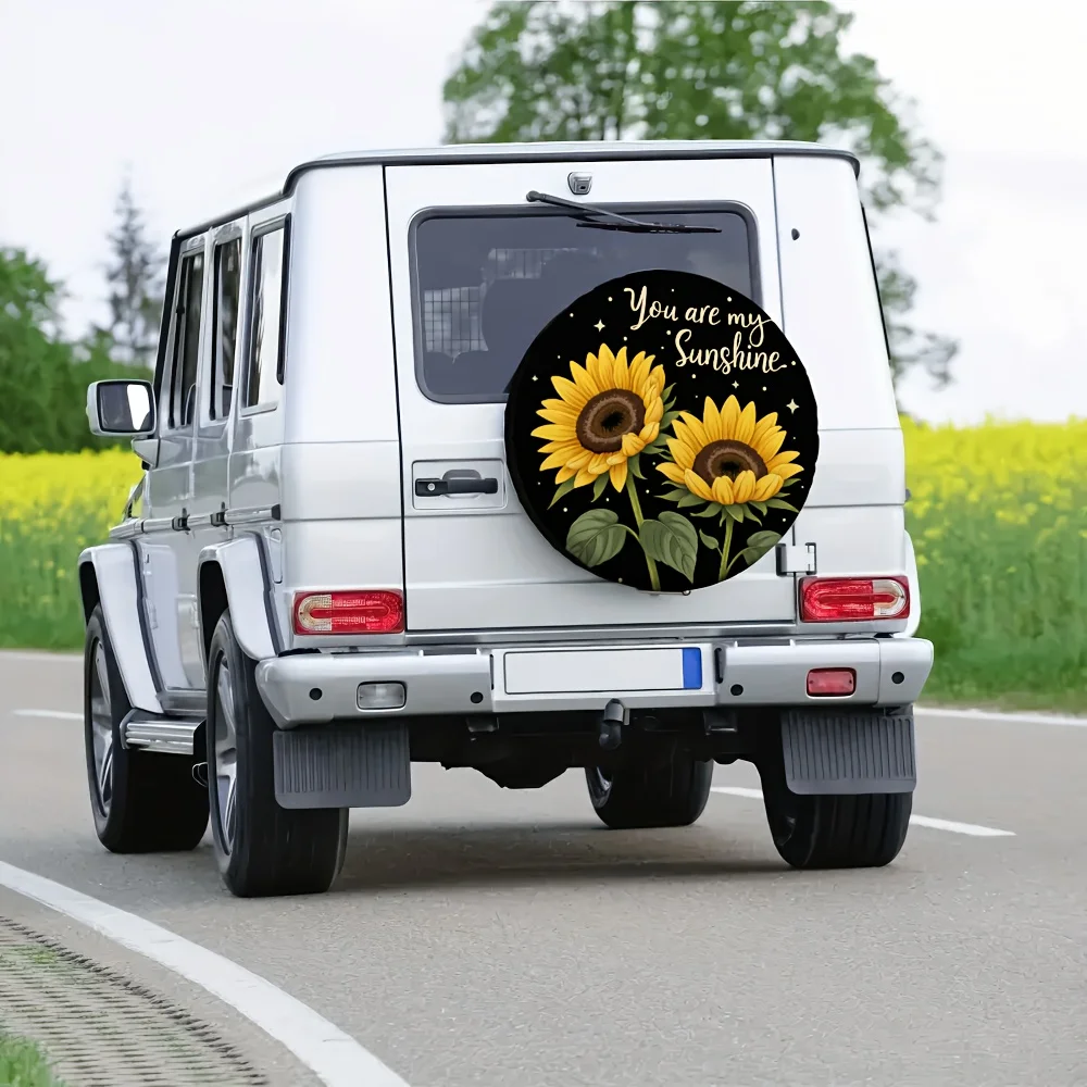 Sunflower You Are My Sunshine Spare Tire Cover Waterproof Polyester Vehicle Protection