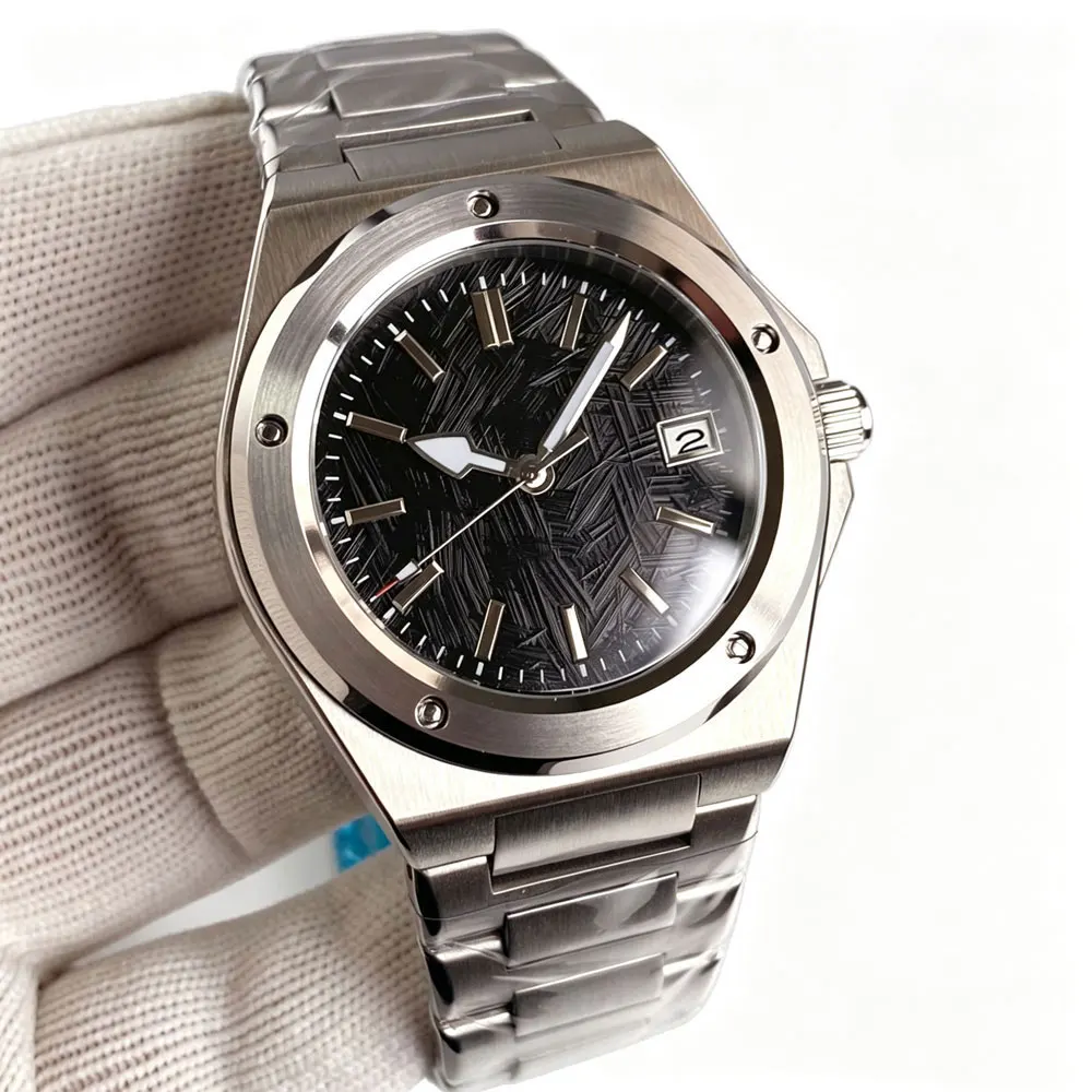 Tandorio Mechanical Watch Men Black Texture Watch Face Sapphire Glass MIYOTA 8215/Asia 2824 Automatic Movement 100m Waterproof