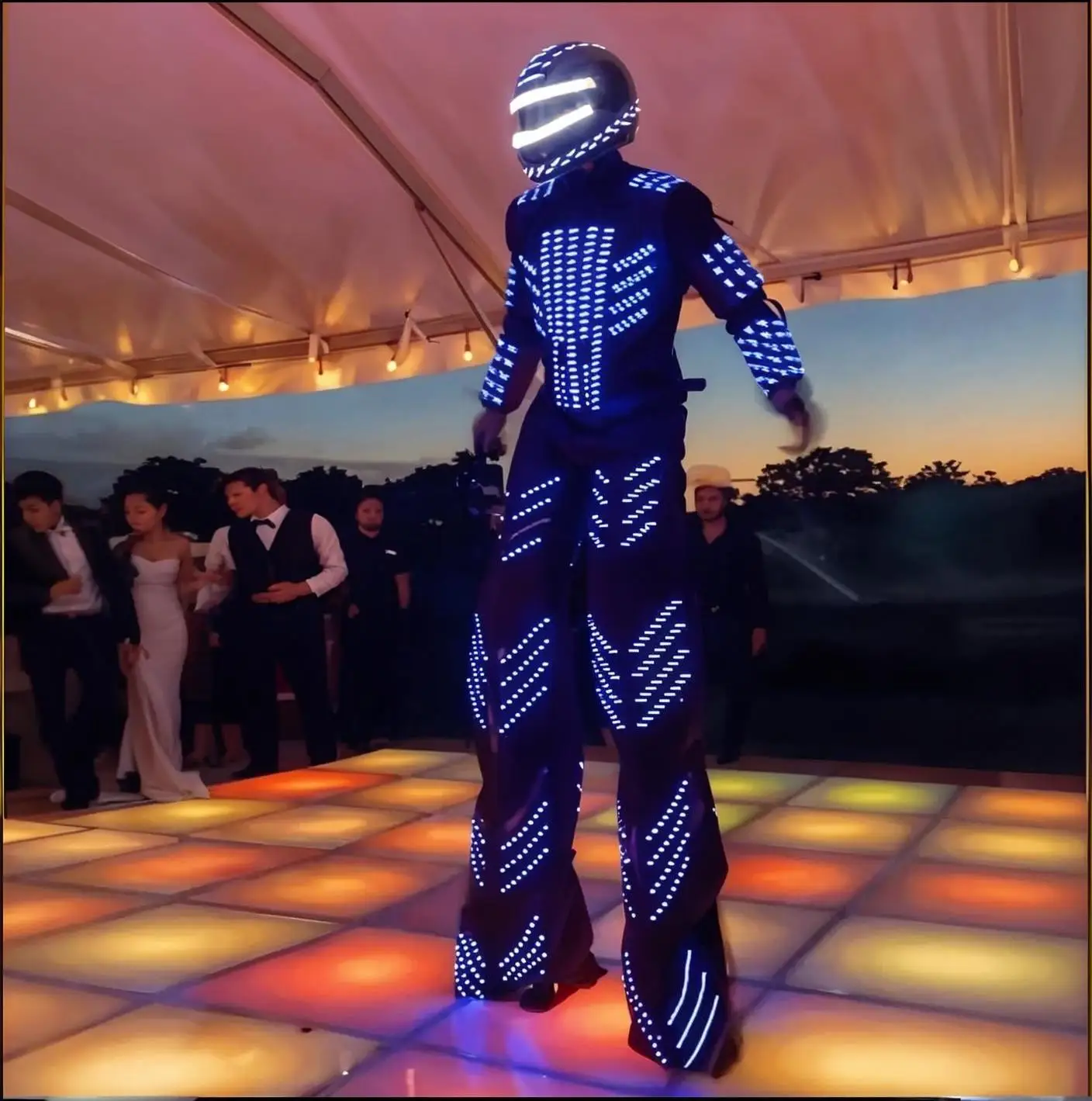 LED ركائز ووكر روبوت زي رجل راقص رائع تضيء هالوين كرنفال مرحلة الأداء الحدث البدلة #1